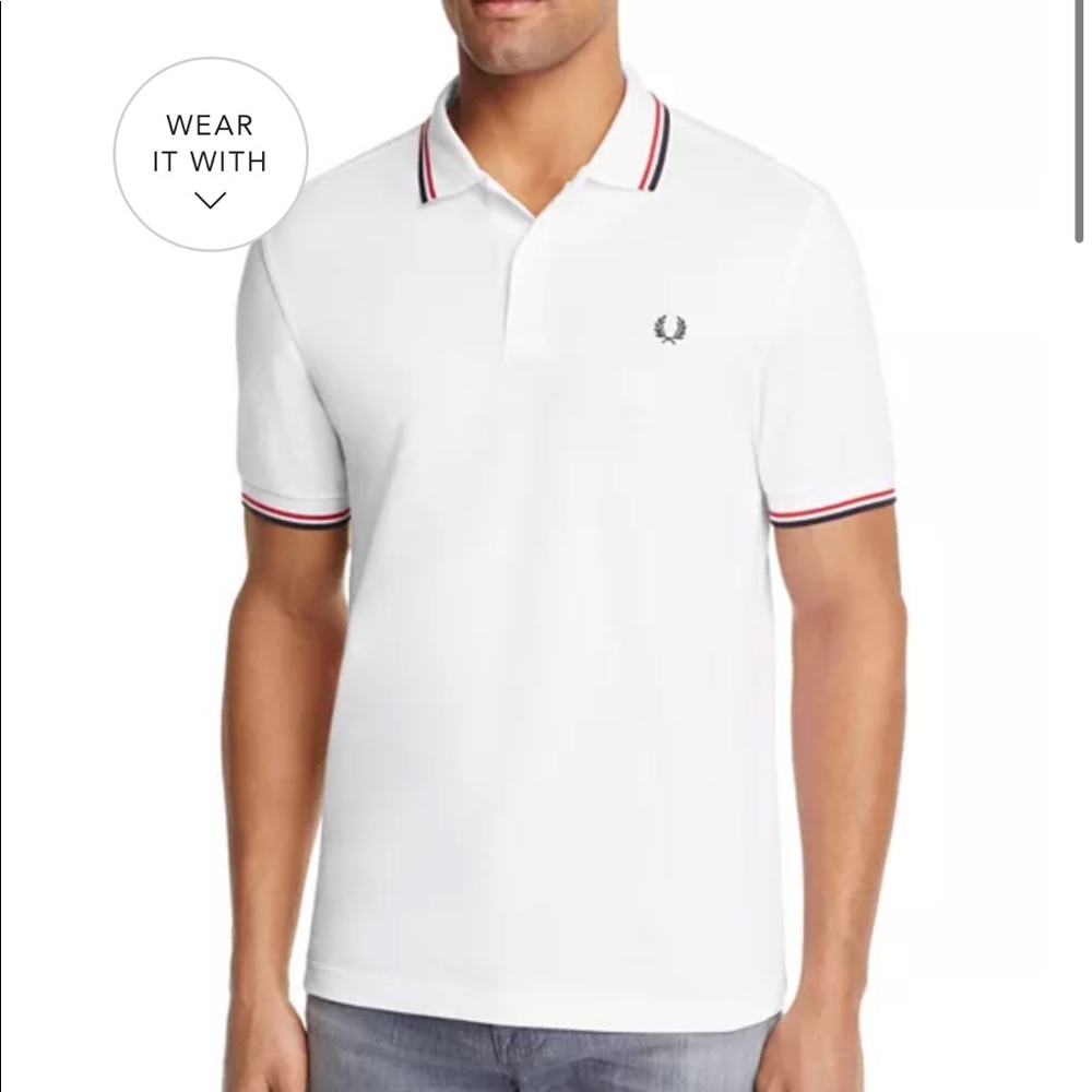 Fred Perry Twin Tipped Polo White Large